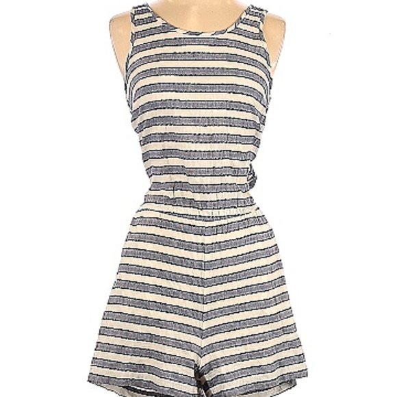 Madewell Striped Romper with Tie Back - Picture 3 of 13